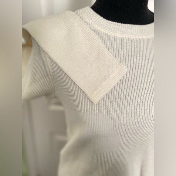 NWT Madewell Knot Front Top Elegant Cream Ribbed  Women's Sweater Size Small - Picture 6 of 14